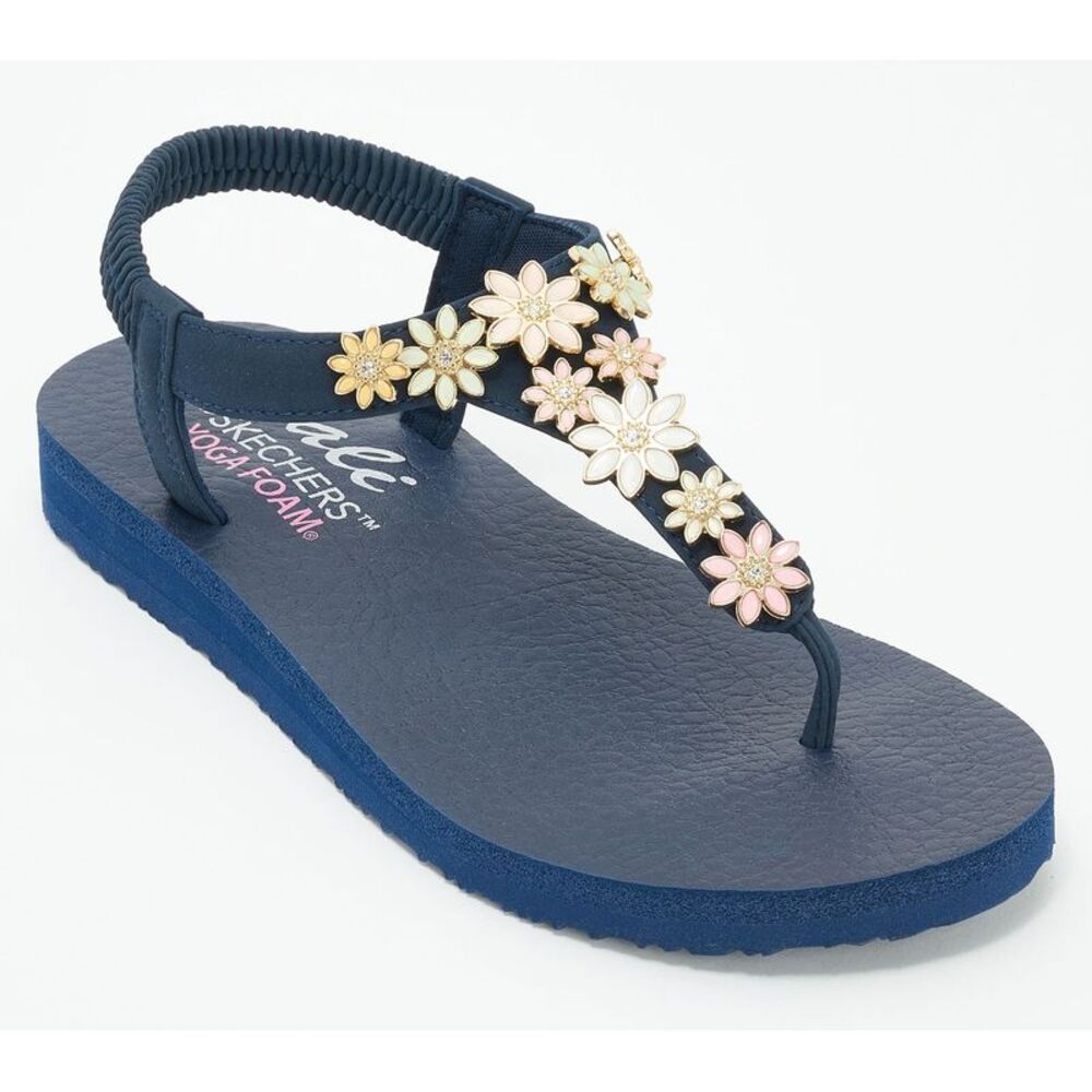 Skechers Women's Sz 9 Skechers_Cali Meditation Embellished Thong Blue